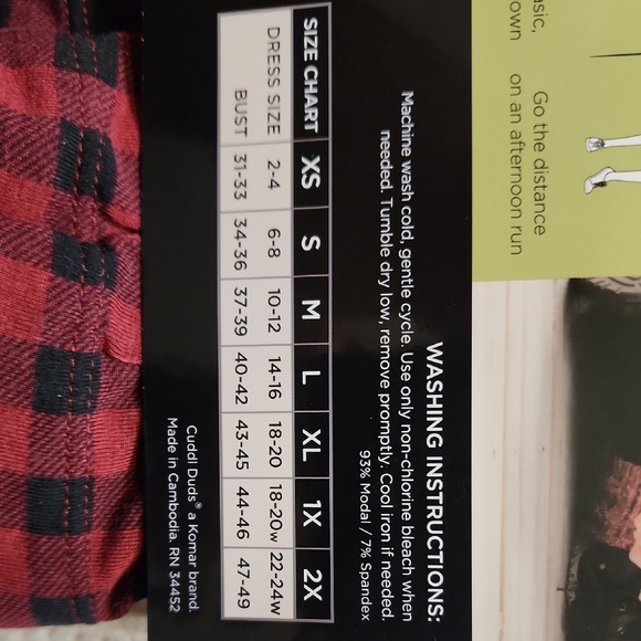 Cuddl Duds Black and Red Plaid Thermal Top Xs - Picture 4 of 7